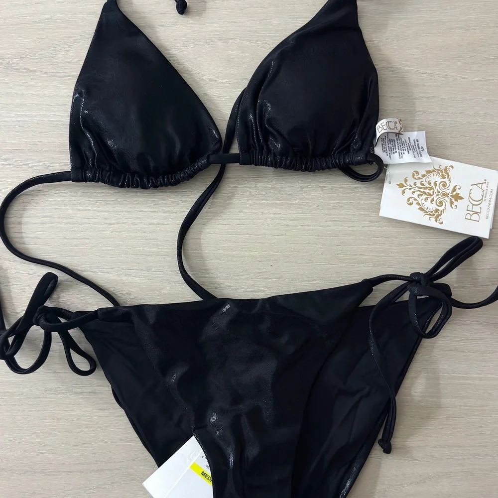 NWT Becca Swimwear Liquid Metal Size S top Size M bottom - Picture 2 of 4